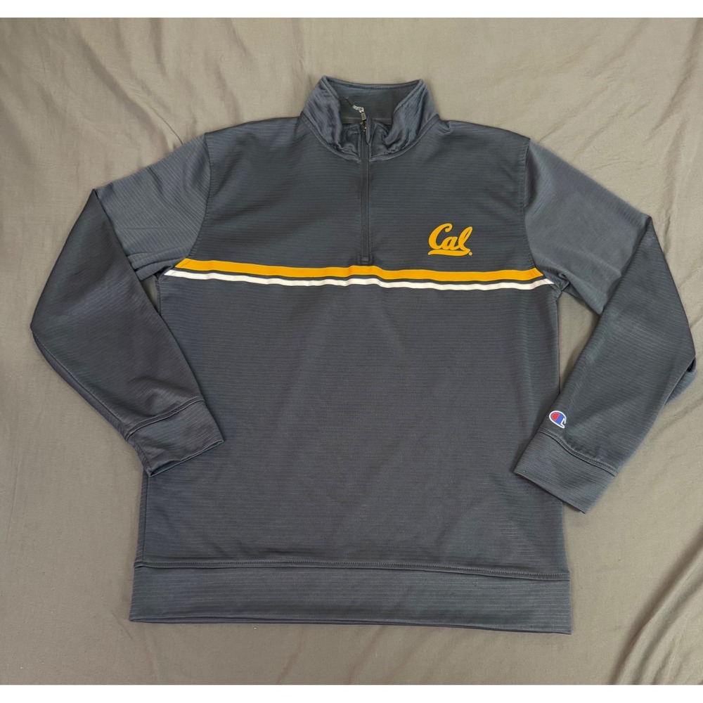 Champion Cal Berkeley Mens Medium Quarter Zip Pullover Grey Athletic Performance